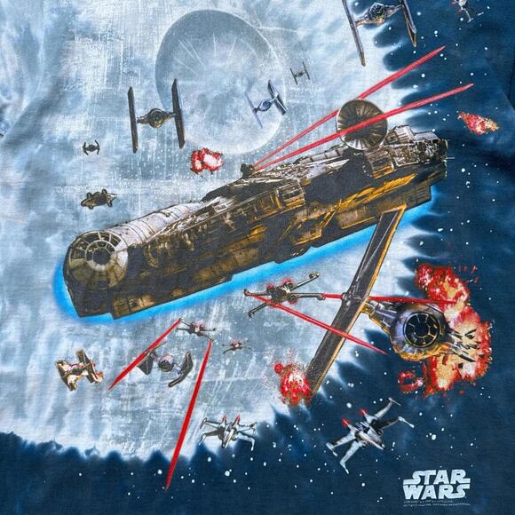 Vintage Star Wars Liquid Blue 1996 Millennium Falcon T shirt - Picture 6 of 8